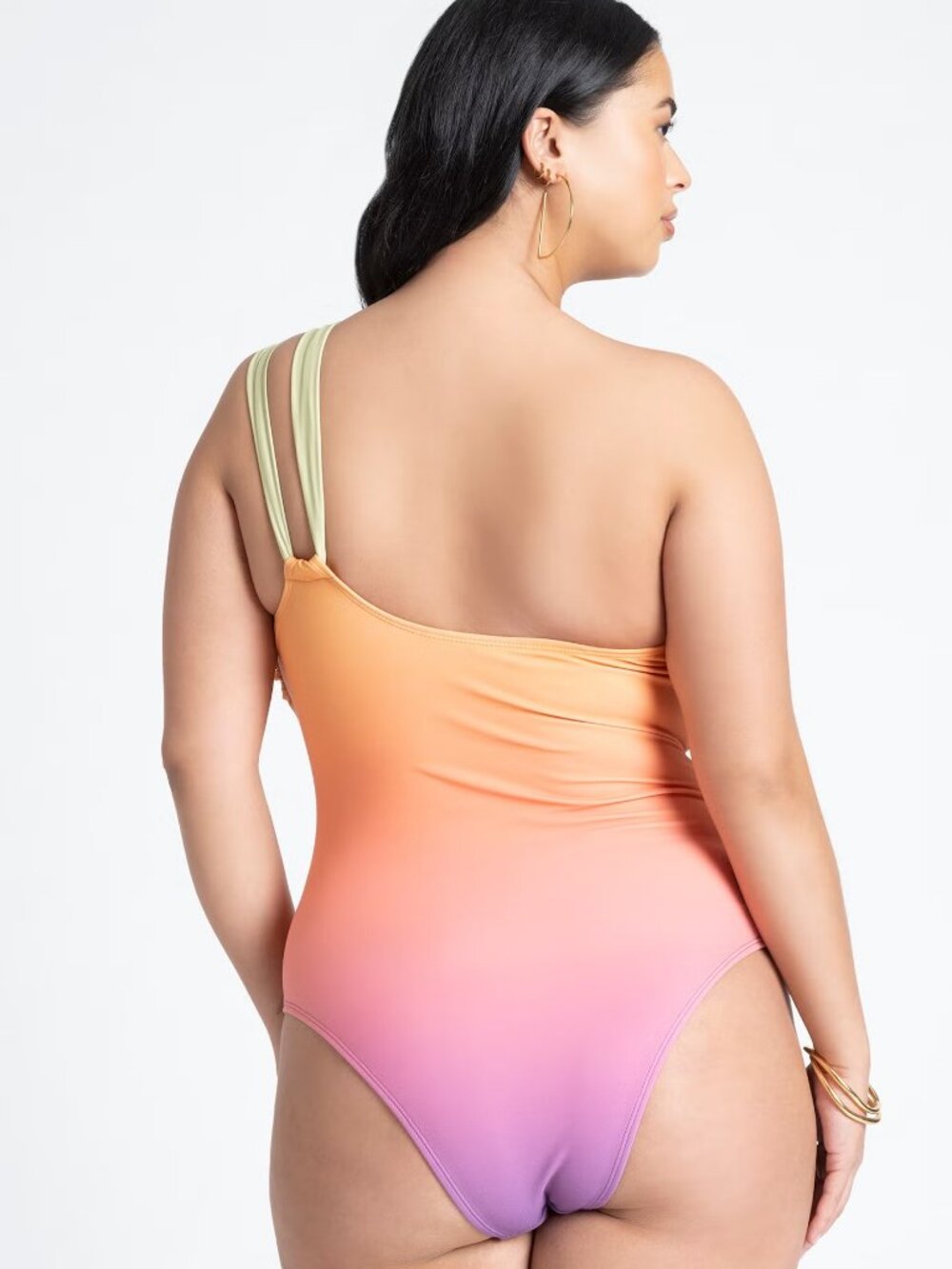 Eloquii NWT One Strap Cutout Detail One Piece Swimsuit in Sunset size 20 - Picture 2 of 6